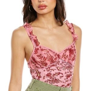 Free People Weekend Plans Bodysuit Hot Pink Combo size XS